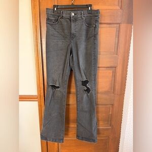 Express Faded Black Distressed 90s Boot Flare Jeans
